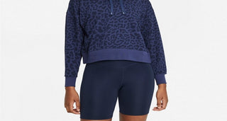 Moletom Nike Dri-FIT Get Fit Feminino com Capuz Estampado e Manga Longa Azul Tamanho Grande