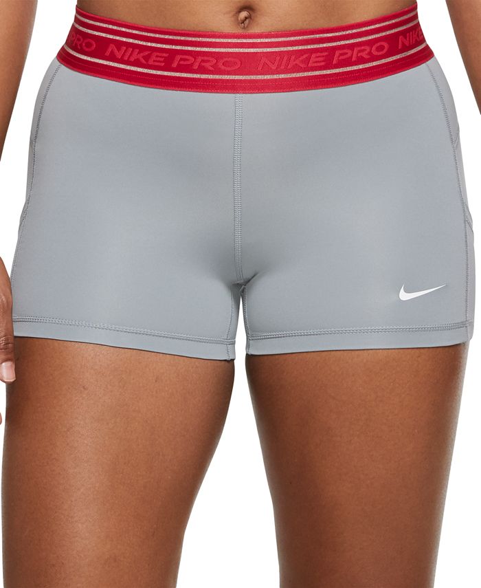 Shorts de treino Nike Pro Dri Fit Mesh Pocket feminino, cinza, tamanho pequeno