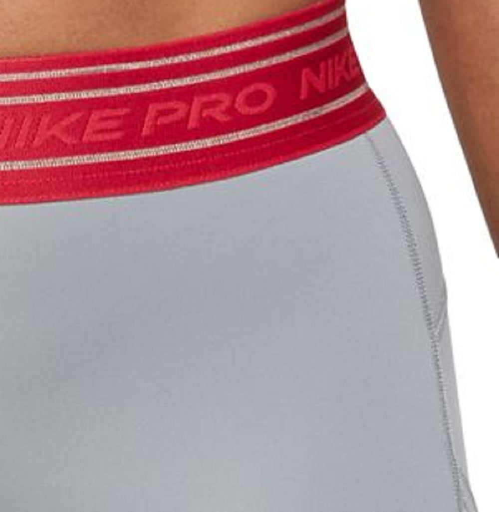 Shorts de treino Nike Pro Dri Fit Mesh Pocket feminino, cinza, tamanho pequeno