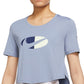 Camiseta curta Nike Dri Fit Plus Logo Feminina Azul Tamanho 3X