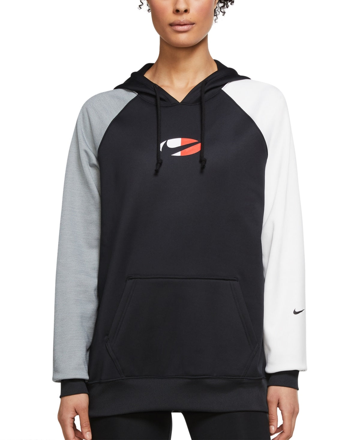Moletom com capuz Nike Fleece Color Block para treino feminino, preto, tamanho 1X