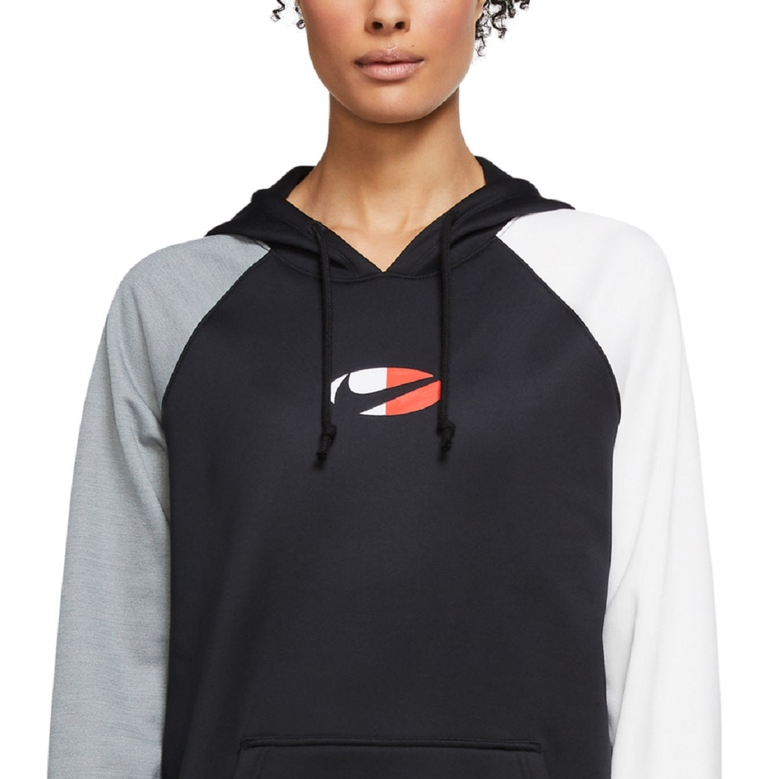 Moletom com capuz Nike Fleece Color Block para treino feminino, preto, tamanho 1X