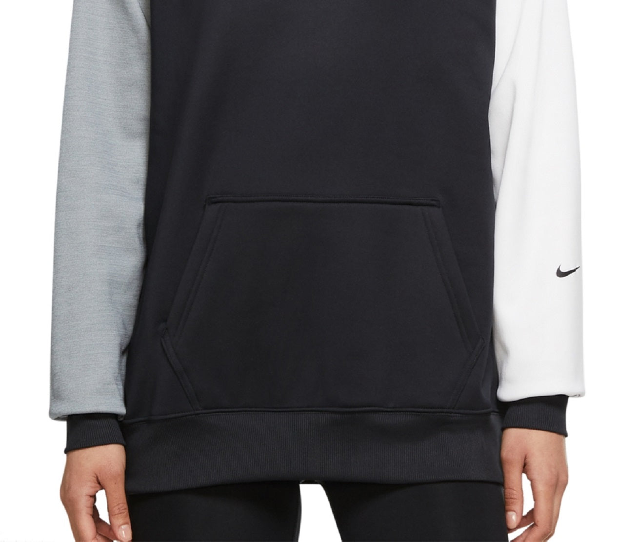Moletom com capuz Nike Fleece Color Block para treino feminino, preto, tamanho 1X