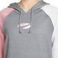 Moletom com capuz Nike Therma Fit Fleece Color Block para treino feminino, cinza, tamanho 1X