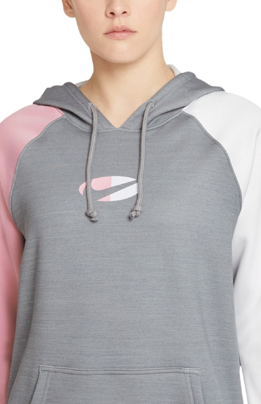 Moletom com capuz Nike Therma Fit Fleece Color Block para treino feminino, cinza, tamanho 1X