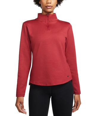 Pulôver Nike Therma Fit One de manga comprida com meio zíper, rosa, tamanho médio