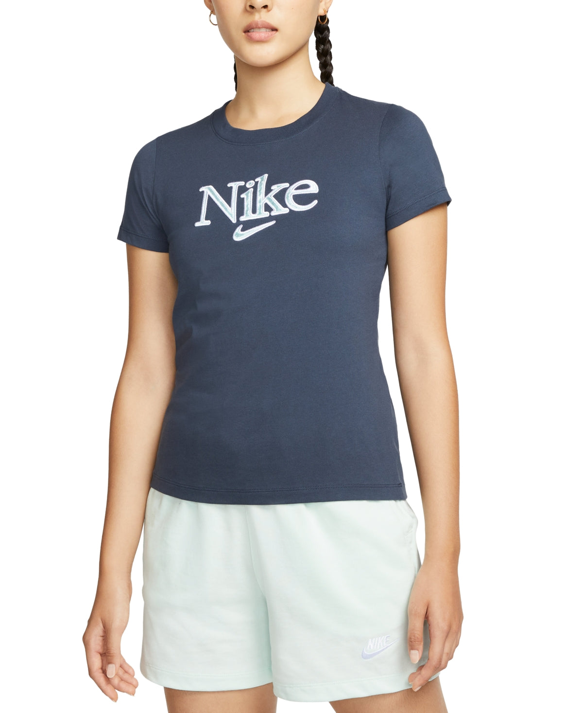 Camiseta Nike Feminina Algodão Estampada Azul Tamanho 2X