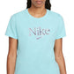 Camiseta Nike Feminina Algodão Estampada Azul Tamanho 1X