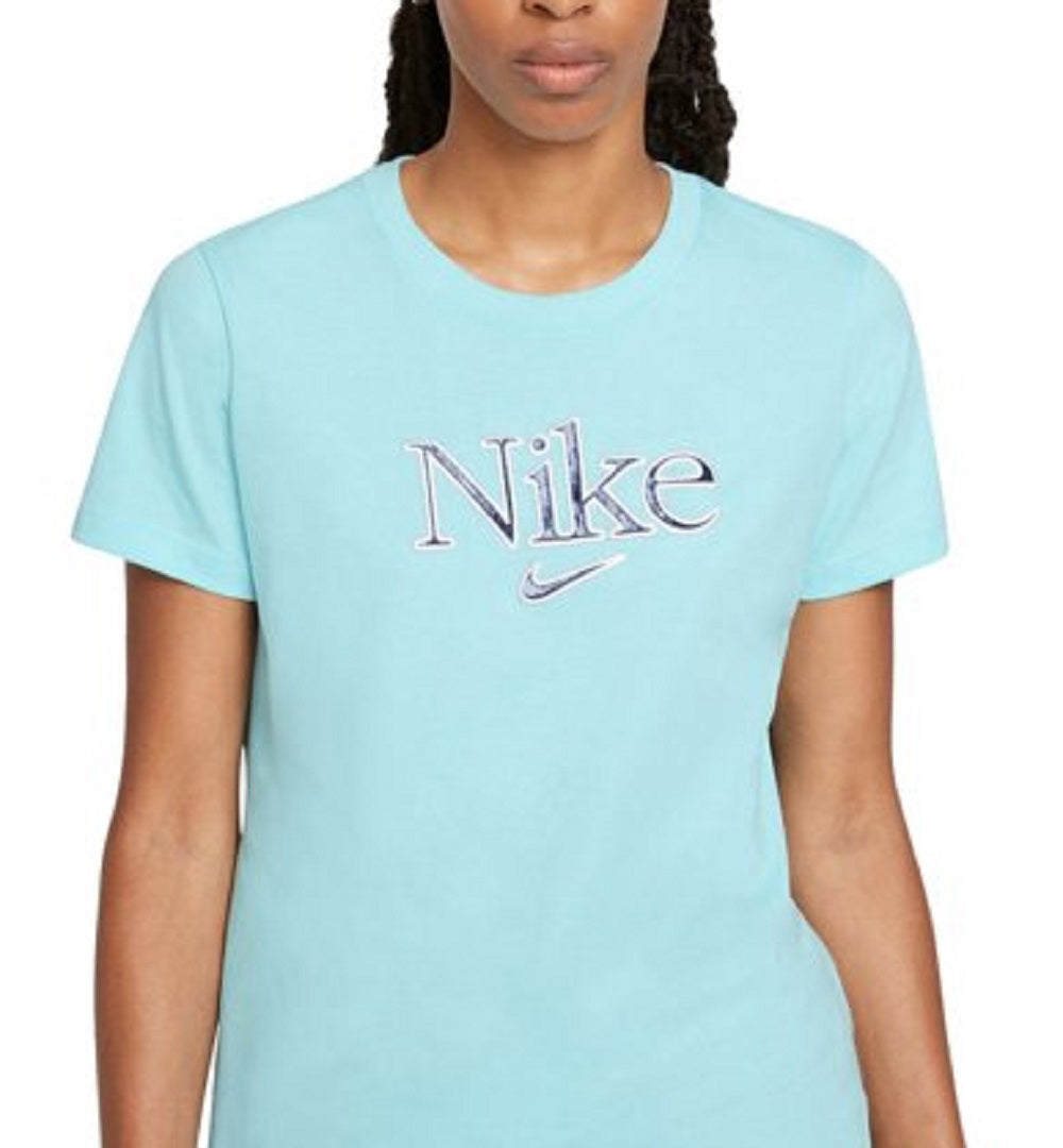 Camiseta Nike Feminina Algodão Estampada Azul Tamanho 1X