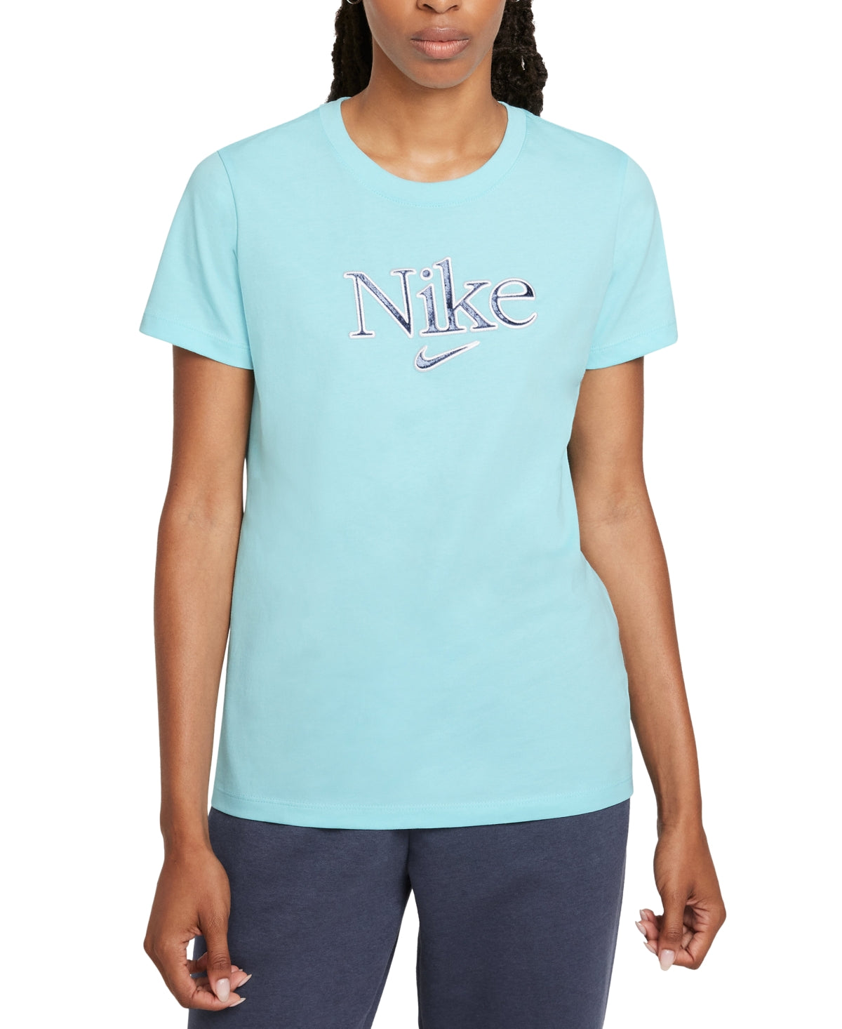 Camiseta Nike Feminina Algodão Estampada Azul Tamanho 1X