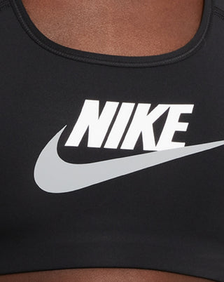 Sutiã esportivo gráfico Nike Dri Fit de suporte médio feminino, preto, tamanho extrapequeno