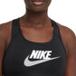 Sutiã esportivo gráfico Nike Dri Fit de suporte médio feminino, preto, tamanho extrapequeno