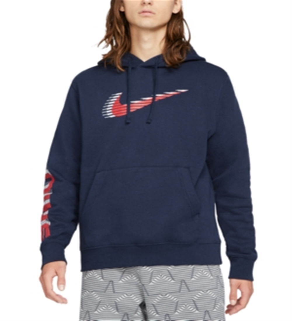 Moletom com capuz Nike Americana Dual Logo Masculino Azul Tamanho Médio