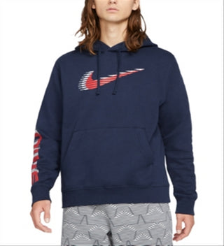 Nike Men's Americana Dual Logo Hoodie Blue Size Medium