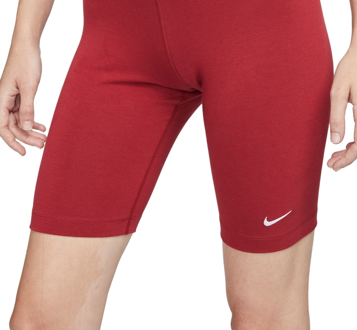 Shorts Nike Sportswear Essential de cintura alta para ciclismo feminino, vermelho, tamanho extragrande