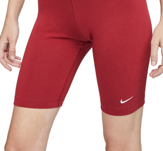 Shorts Nike Sportswear Essential de cintura alta para ciclismo feminino, vermelho, tamanho extragrande