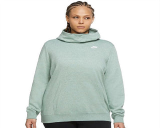 Moletom com capuz Nike Funnel Neck Fleece feminino, verde, tamanho GG