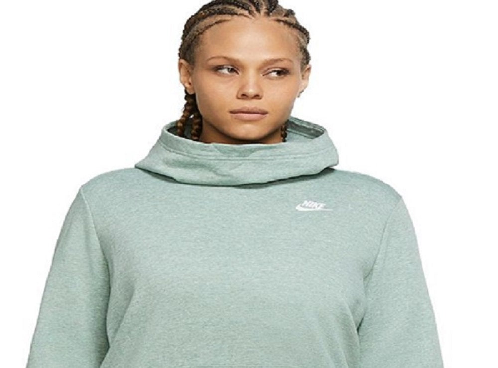 Moletom com capuz Nike Funnel Neck Fleece feminino, verde, tamanho GG