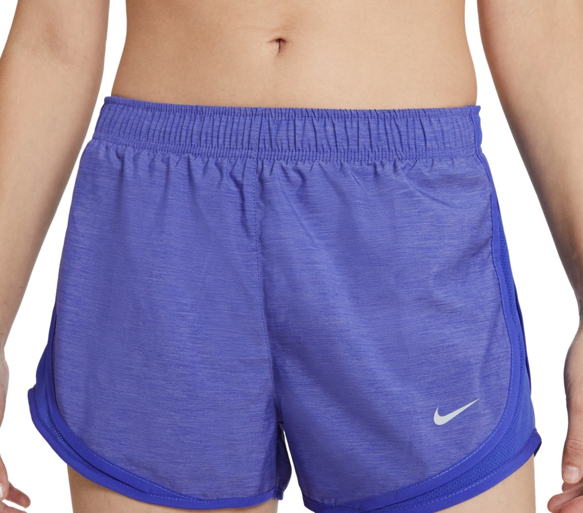 Shorts de corrida Nike Dri Fit Solid Tempo feminino, azul, tamanho extragrande