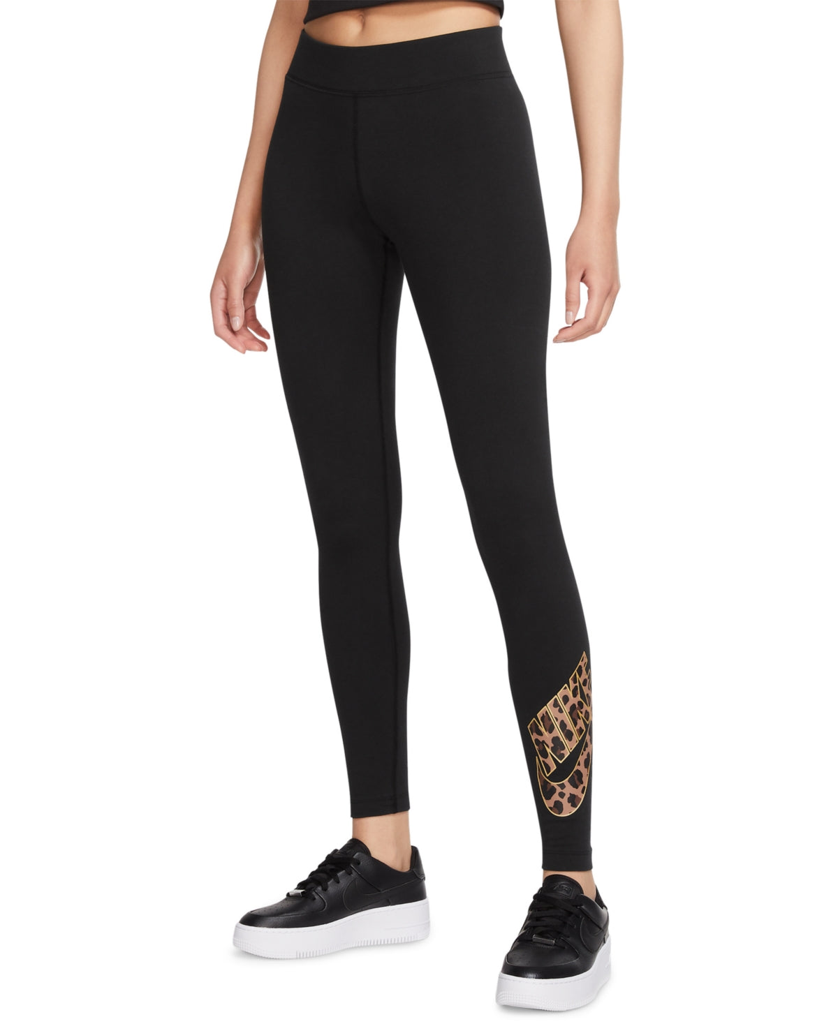 Leggings Nike Femininas com Logotipo Estampado, Pretas, Tamanho 1X