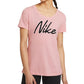 Camiseta de treino Nike Dri Fit Script Logo feminina, rosa, tamanho XS