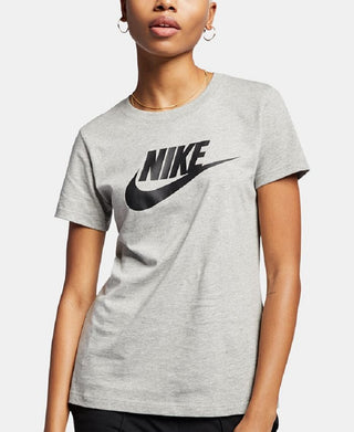 Camiseta Nike Sportswear Feminina de Algodão com Logotipo Cinza Tamanho P