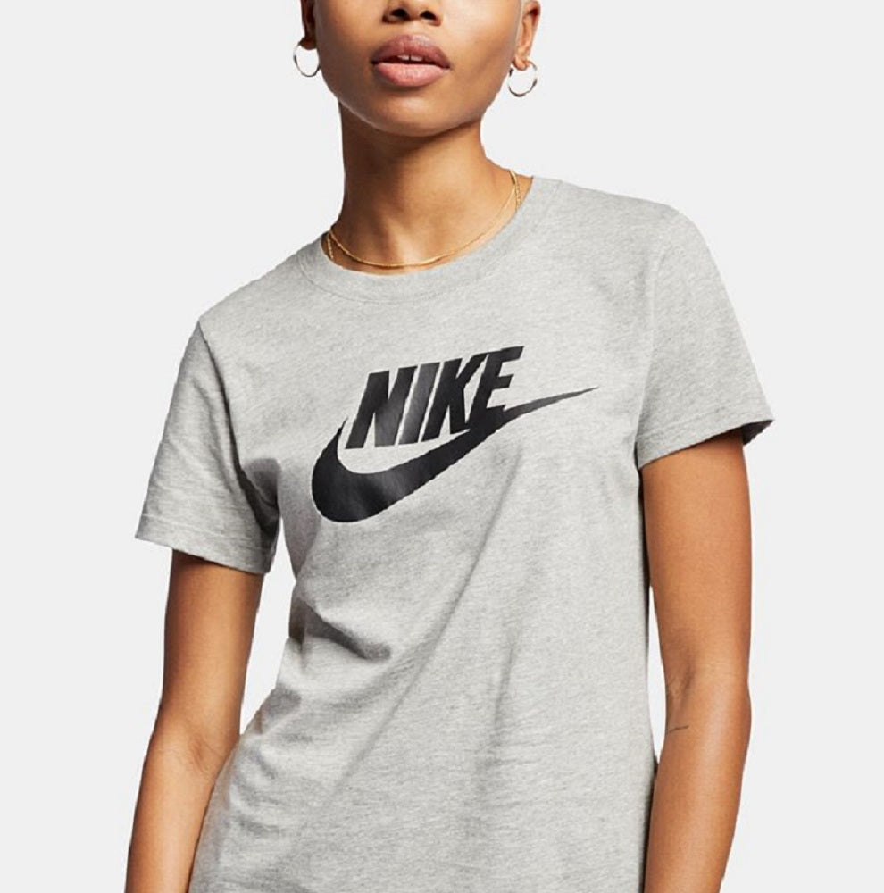 Camiseta Nike Sportswear Feminina de Algodão com Logotipo Cinza Tamanho P