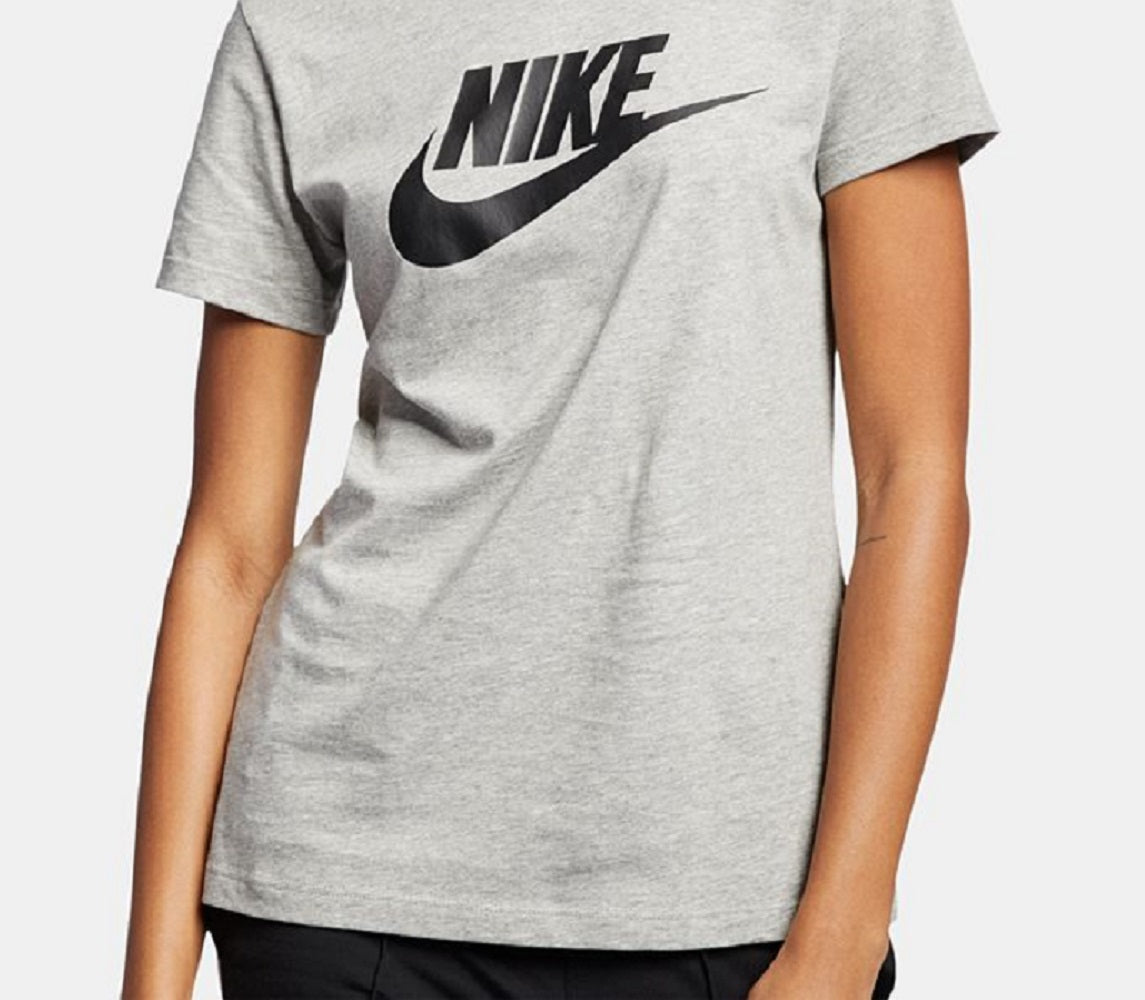 Camiseta Nike Sportswear Feminina de Algodão com Logotipo Cinza Tamanho P