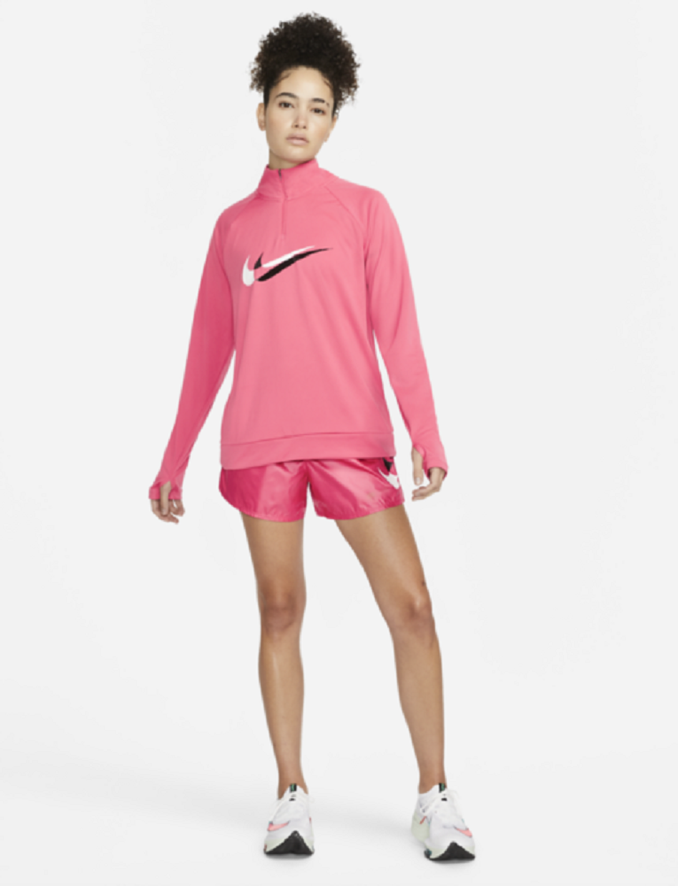 Camiseta Nike Swoosh Half Zip Feminina Rosa Tamanho Médio