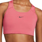 Sutiã esportivo Nike feminino com bojo de 1 peça e impacto médio, rosa, tamanho grande