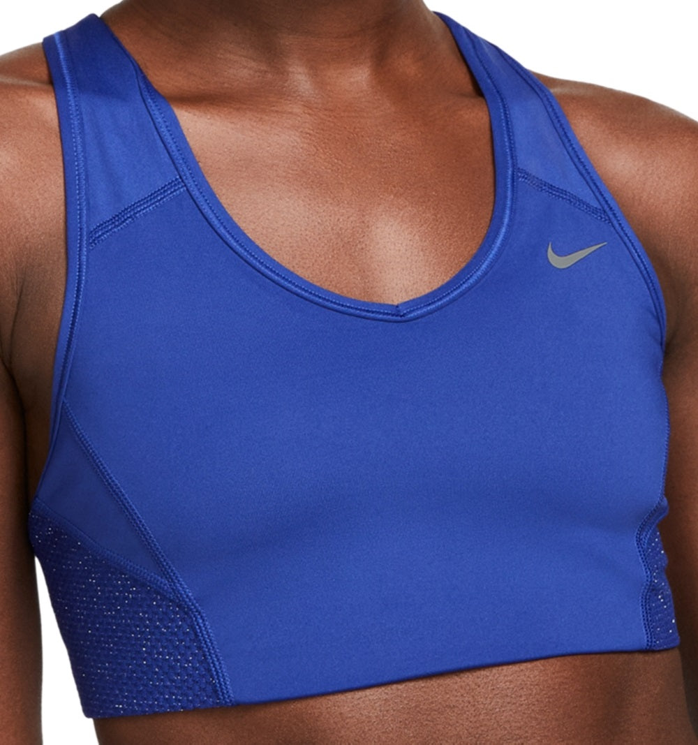 Sutiã esportivo Nike Pro Dri Fit Swoosh Sparkle feminino, azul, tamanho grande