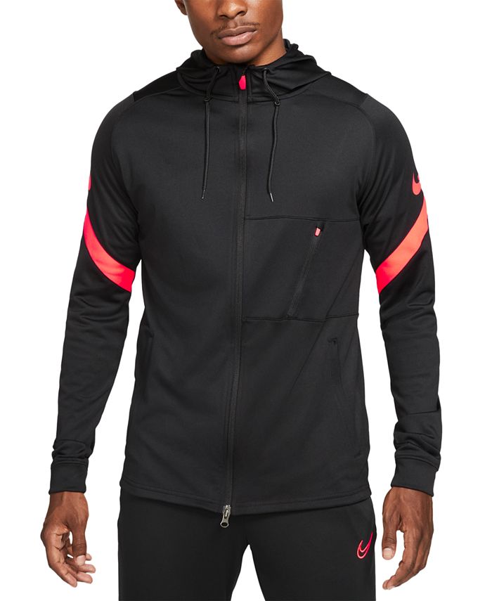 Jaqueta de futebol com capuz Nike Dri Fit Strike Full Zip masculina, preta, tamanho pequeno