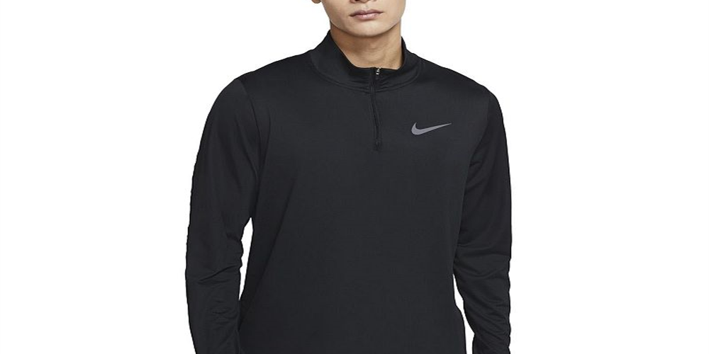 Camisa de treino Nike masculina com zíper 1/4, tops de desempenho atlético, preta, tamanho extragrande