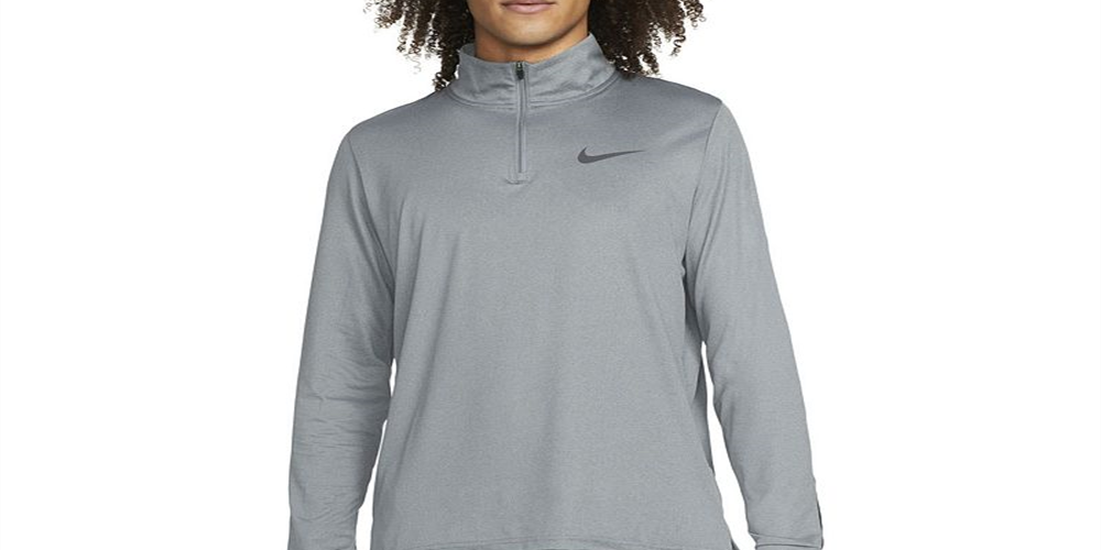 Camiseta Nike Hyperdry Masculina Manga Longa com Zíper 1/4 Preta Tamanho Médio
