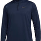 Suéter Nike Pro Dri FIT Hyper Dry Training com zíper 1/4 masculino, azul médio