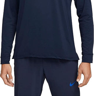 Suéter Nike Pro Dri FIT Hyper Dry Training com zíper 1/4 masculino, azul médio