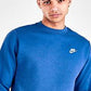 Moletom Nike Sportswear Club Fleece Masculino com Gola Redonda Azul Tamanho Médio