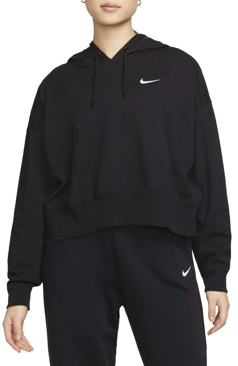 Moletom com capuz Nike Sportswear Oversize Cotton Jersey em preto/branco, tamanho XS