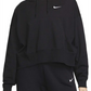 Moletom com capuz Nike Sportswear Oversize Cotton Jersey em preto/branco, tamanho XS