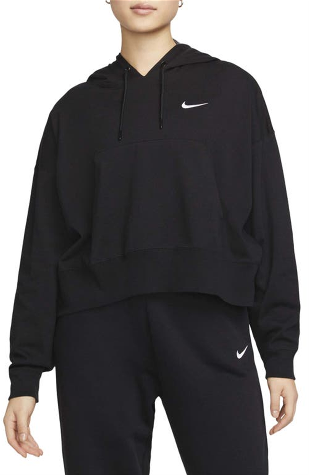 Moletom com capuz Nike Sportswear Oversize Cotton Jersey em preto/branco, tamanho XS