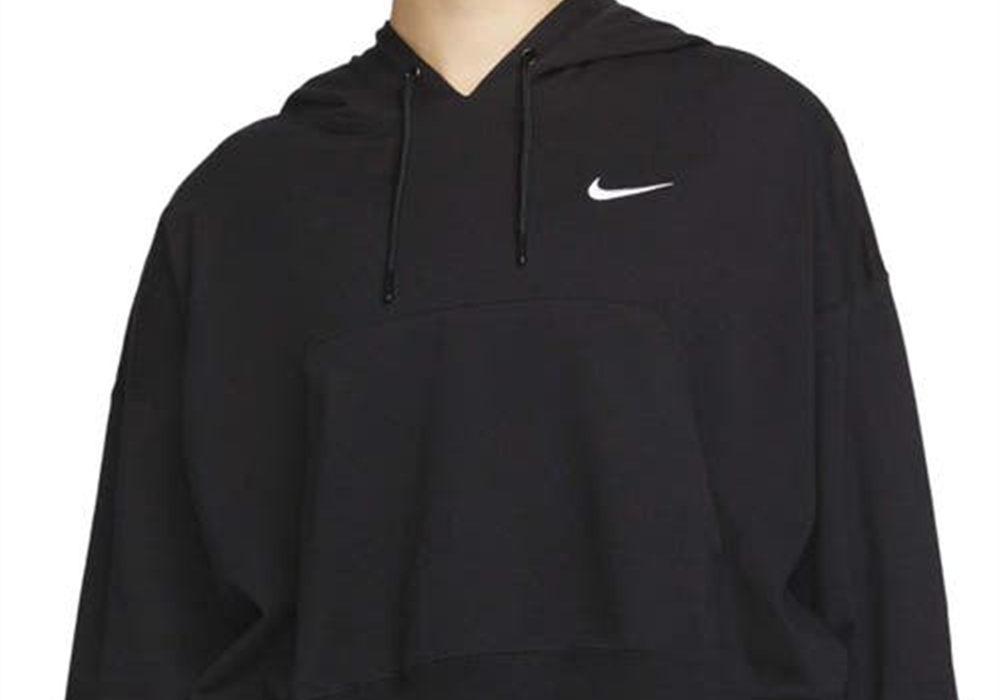 Moletom com capuz Nike Sportswear Oversize Cotton Jersey em preto/branco, tamanho XS