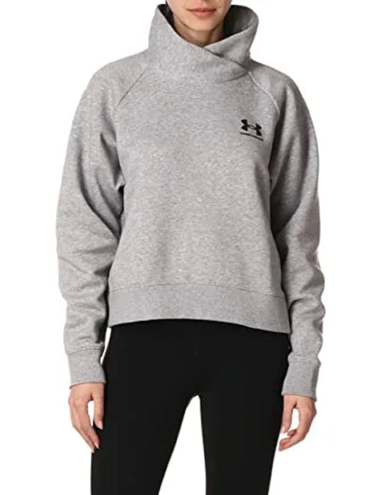 Moletom Under Armour Rival Fleece com gola envolvente, cinza, tamanho médio, feminino