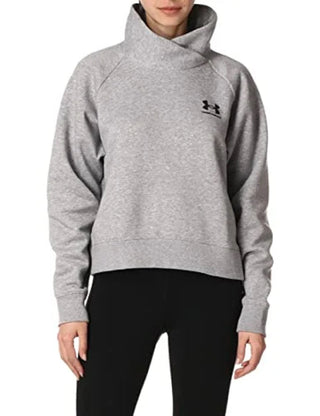 Moletom Under Armour Rival Fleece com gola envolvente, cinza, tamanho médio, feminino