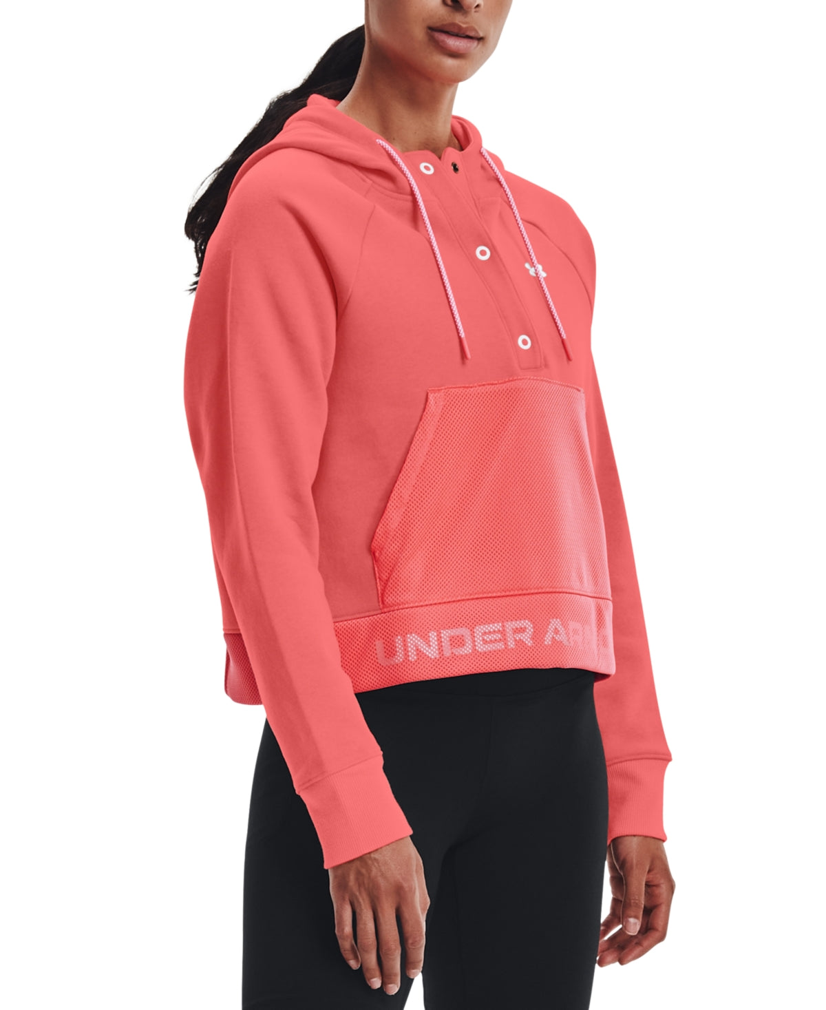 Under Armour Rival Fleece Mesh Hoodie Feminino Rosa Tamanho XL