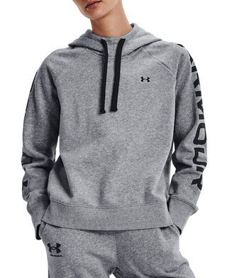 Under Armour Rival Fleece Hoodie com logotipo feminino, cinza, tamanho XX-G