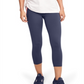 Calça legging feminina Under Armour Moisture Wicking, comprimento curto, com bolsos, elástica, cintura alta, azul, tamanho pequeno