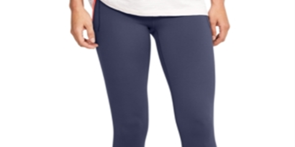 Calça legging feminina Under Armour Moisture Wicking, comprimento curto, com bolsos, elástica, cintura alta, azul, tamanho pequeno