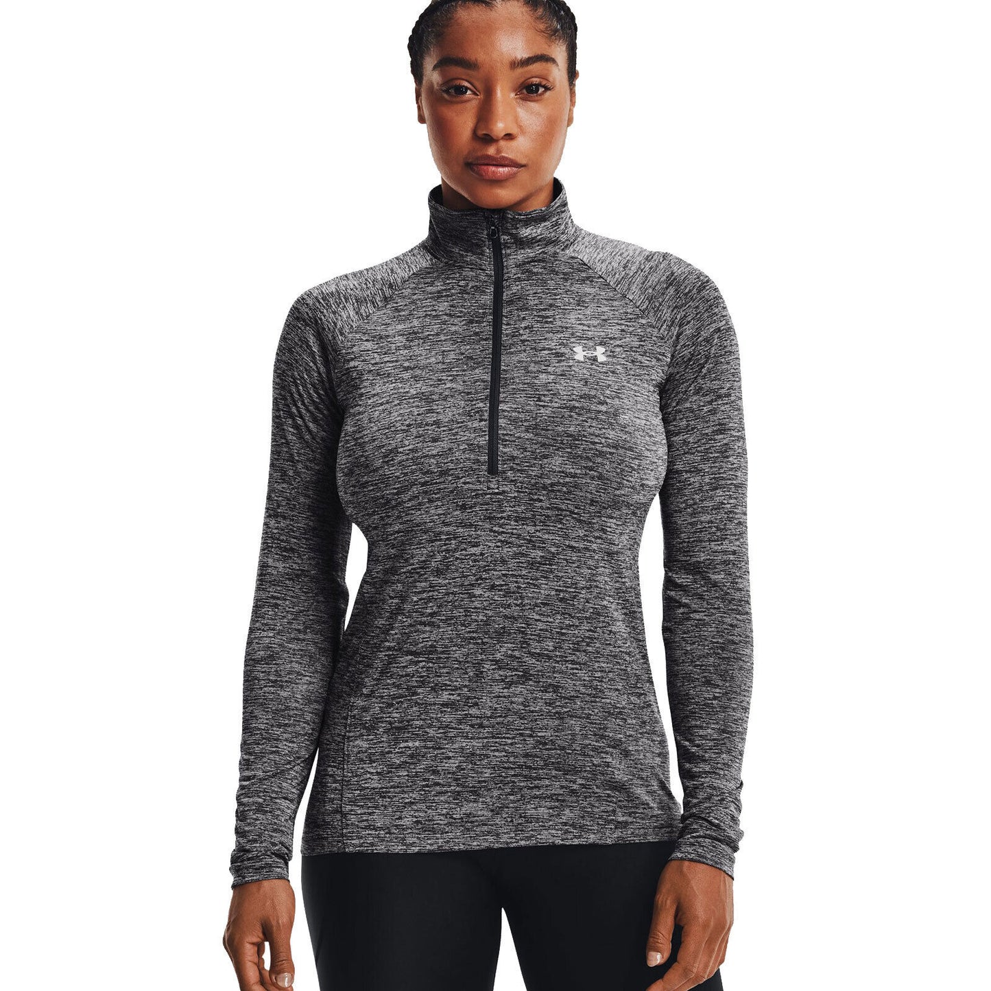 Camiseta Under Armour Tech Twist 1/2 Zip Feminina Cinza Tamanho Grande