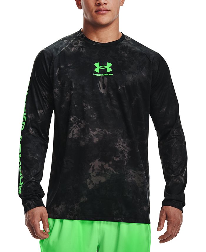 Camiseta Under Armour Masculina Ua Tech Performance Logo Graphic Manga Longa Azul Tamanho G