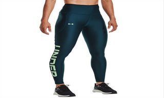 Leggings Under Armour Heatgear No Slip com a marca feminina, azul, tamanho X-S